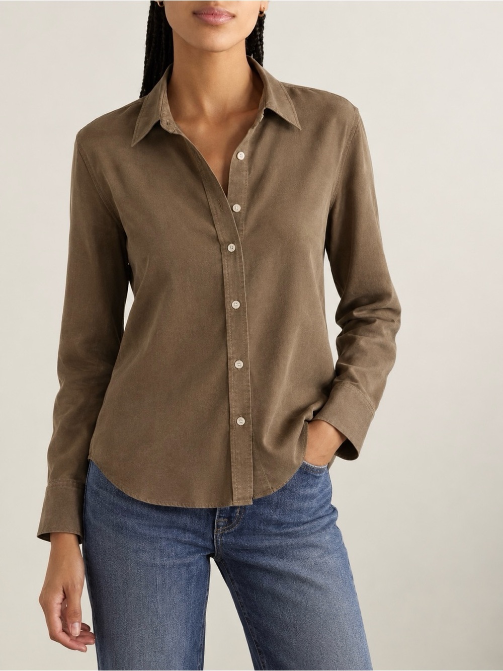 Vintage Barry Bricken | 100% Silk Olive Brown Blouse | Women’s Size: XL
